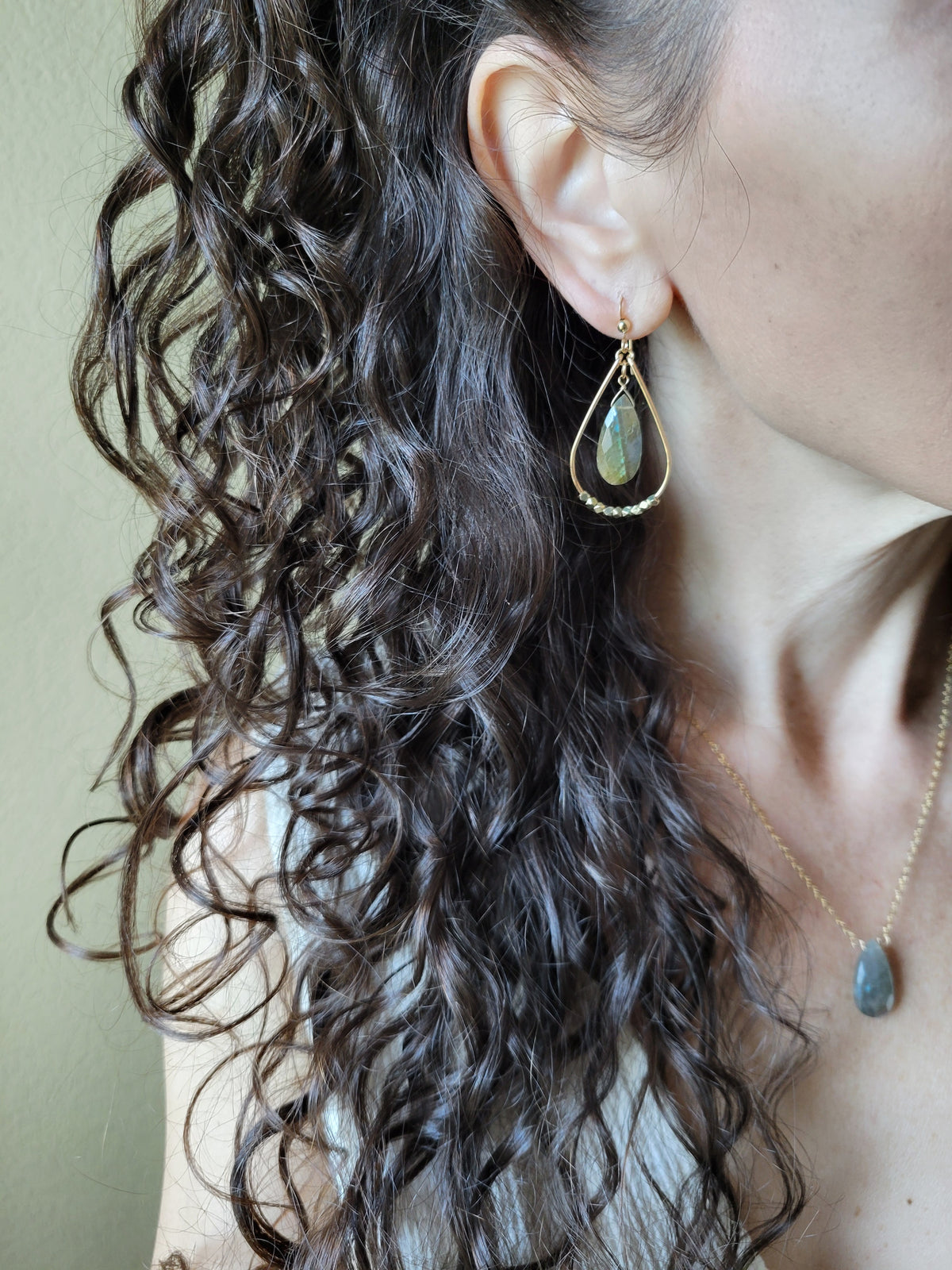 Labradorite Teardrop Hoop Earrings