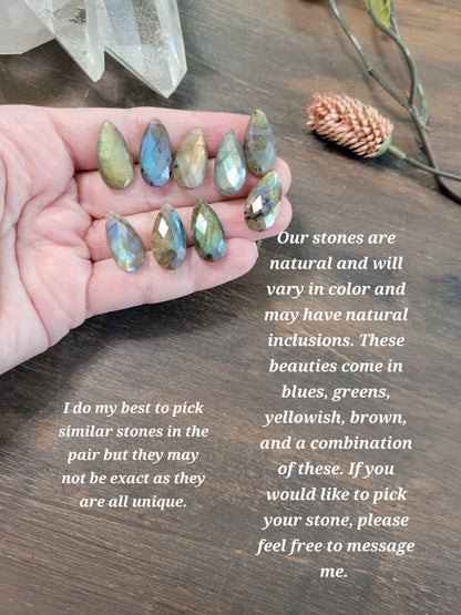 Labradorite Teardrop Hoop Earrings