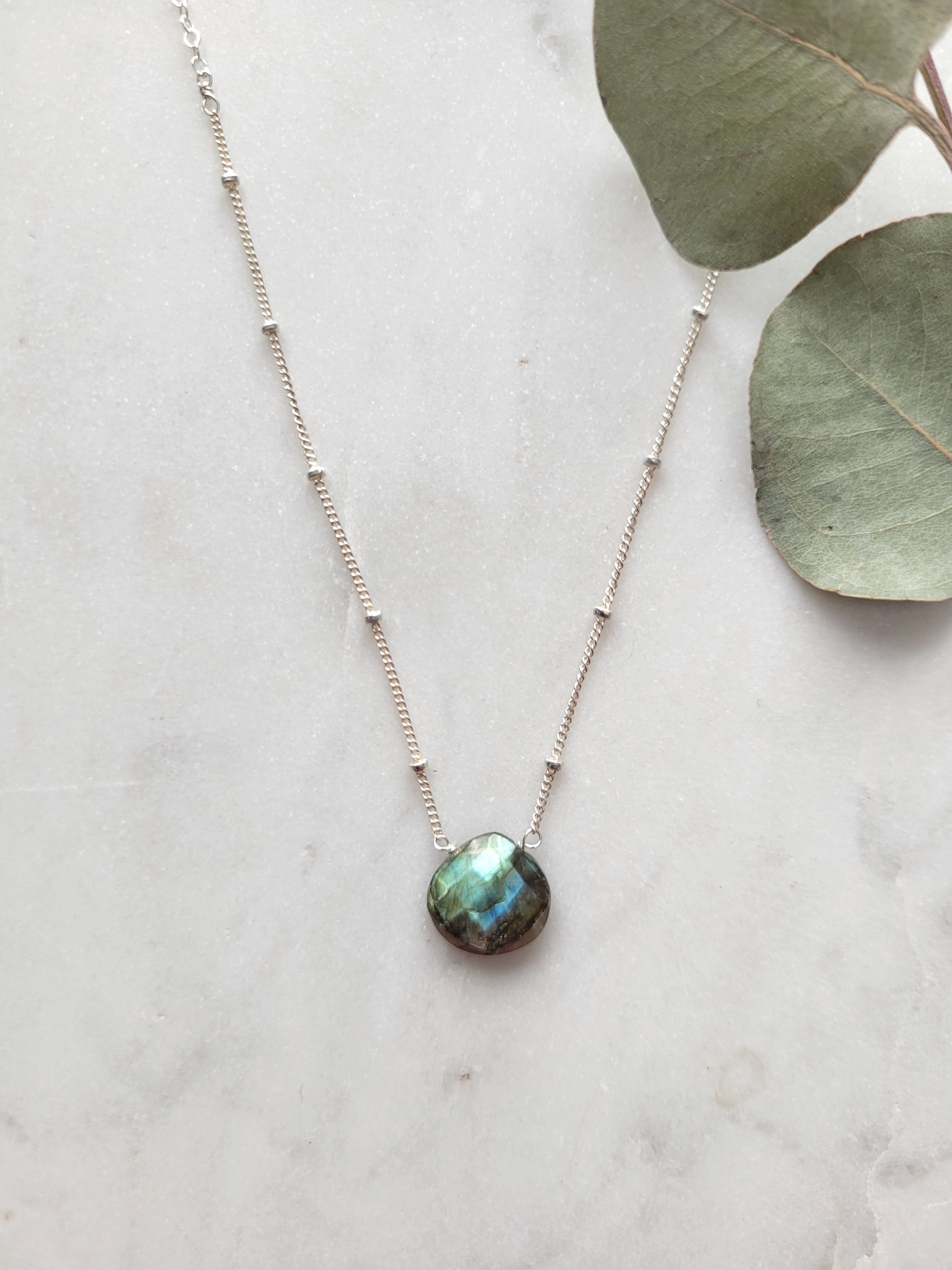 Sterling Silver Labradorite Crystal Pendant Necklace, Optional Chain |  Silver Crystal Jewellery