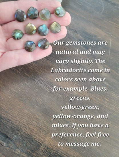 Diamond Hoop Labradorite Earrings