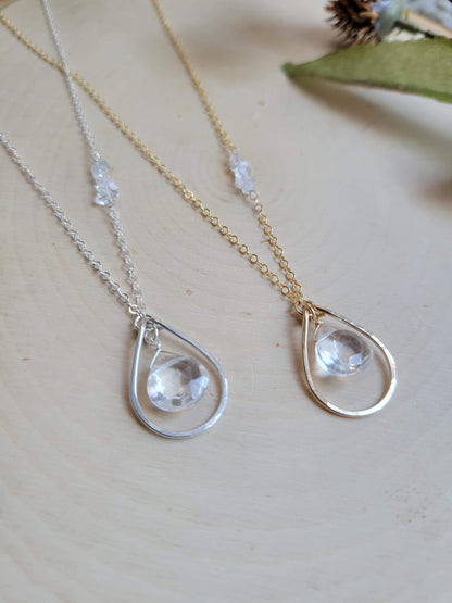 Quartz Asymmetrical Necklace with Herkimer Diamonds