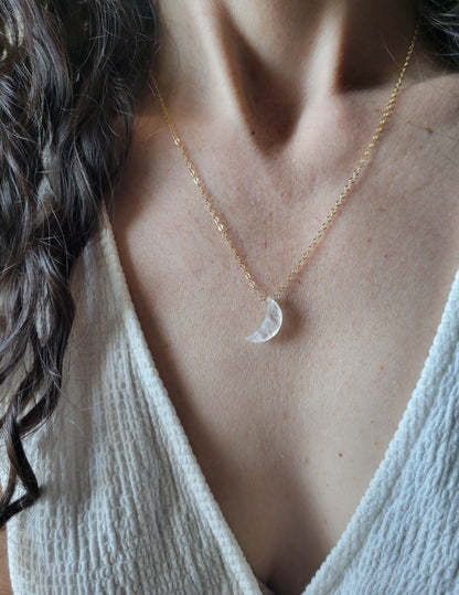 Crescent Moon Moonstone Necklace