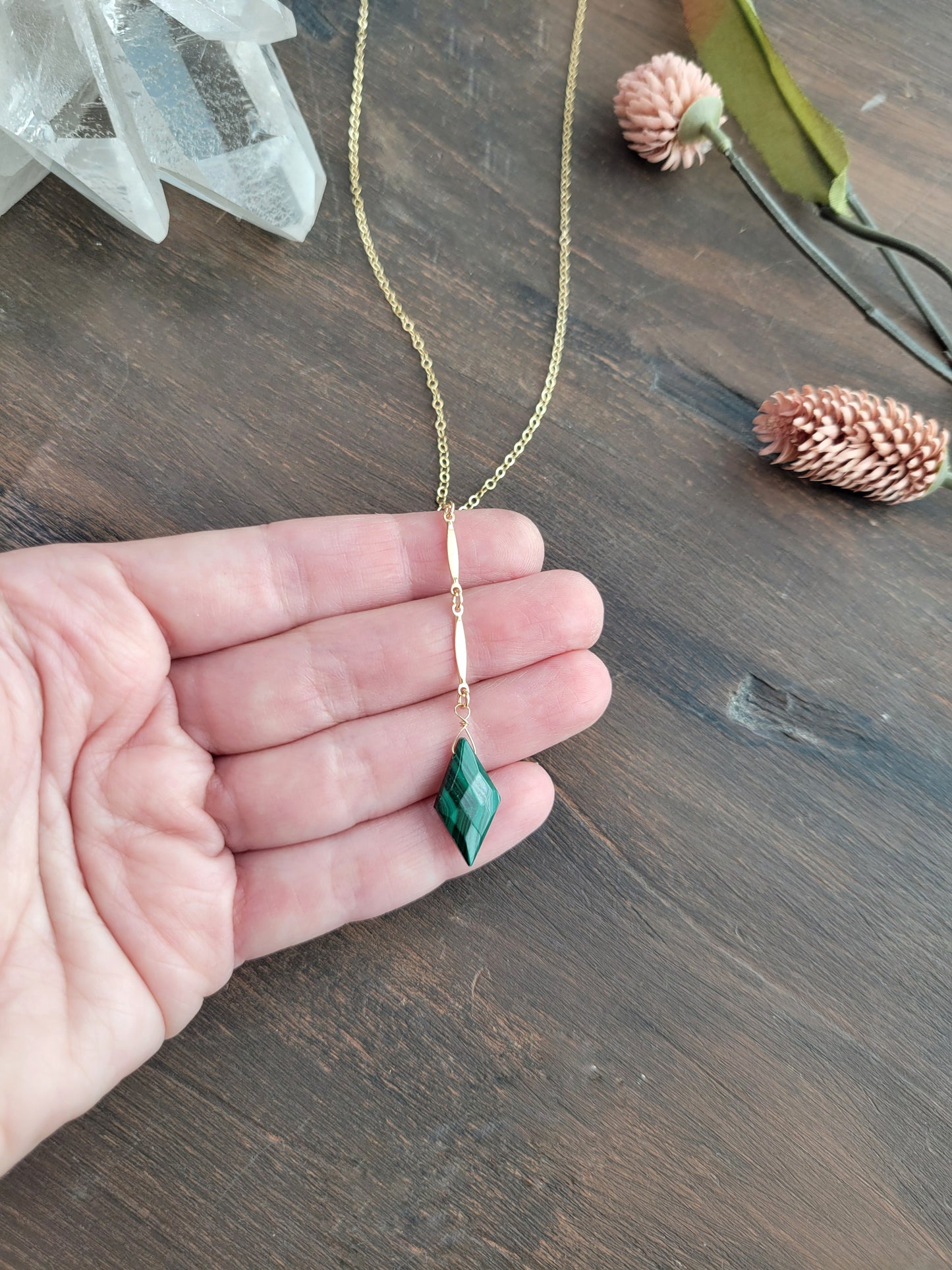 Malachite Y Drop Necklace