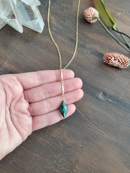 Malachite Y Drop Necklace