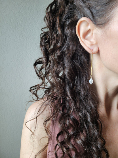 Moonstone Threader Earrings