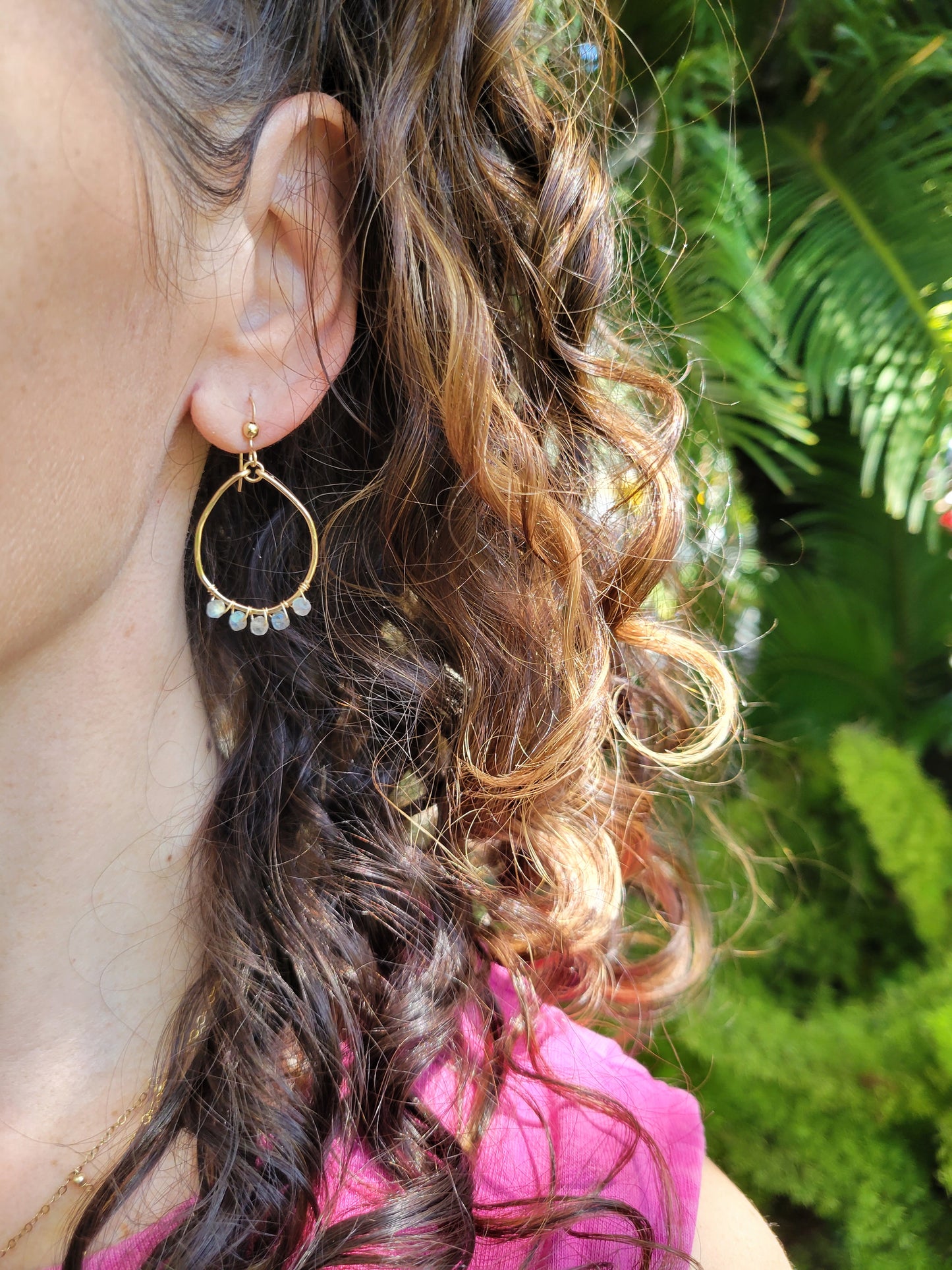 Gemstone Hoop Earrings Kyanite and Labradorite