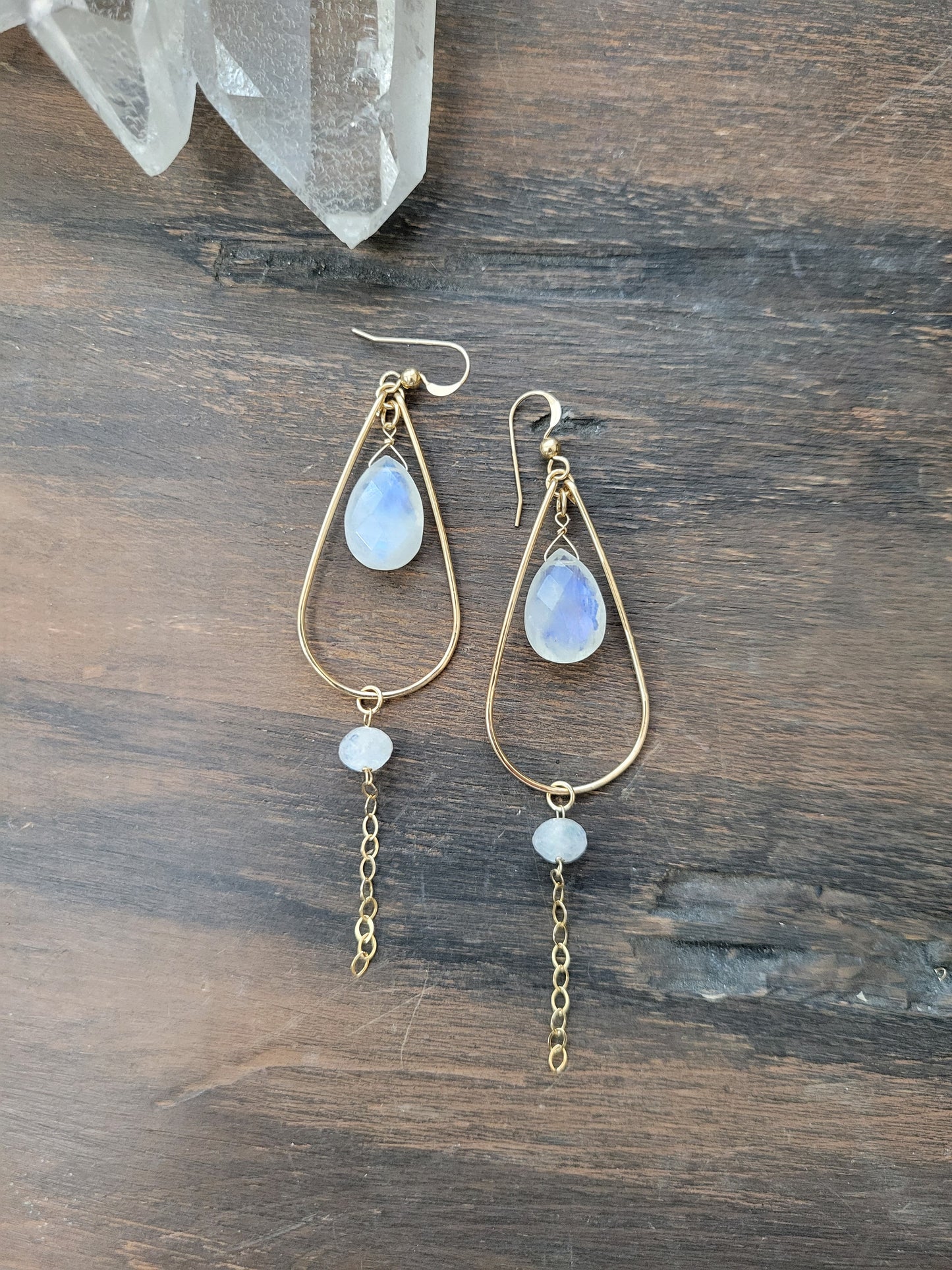 Rainbow Moonstone Dangle Earrings