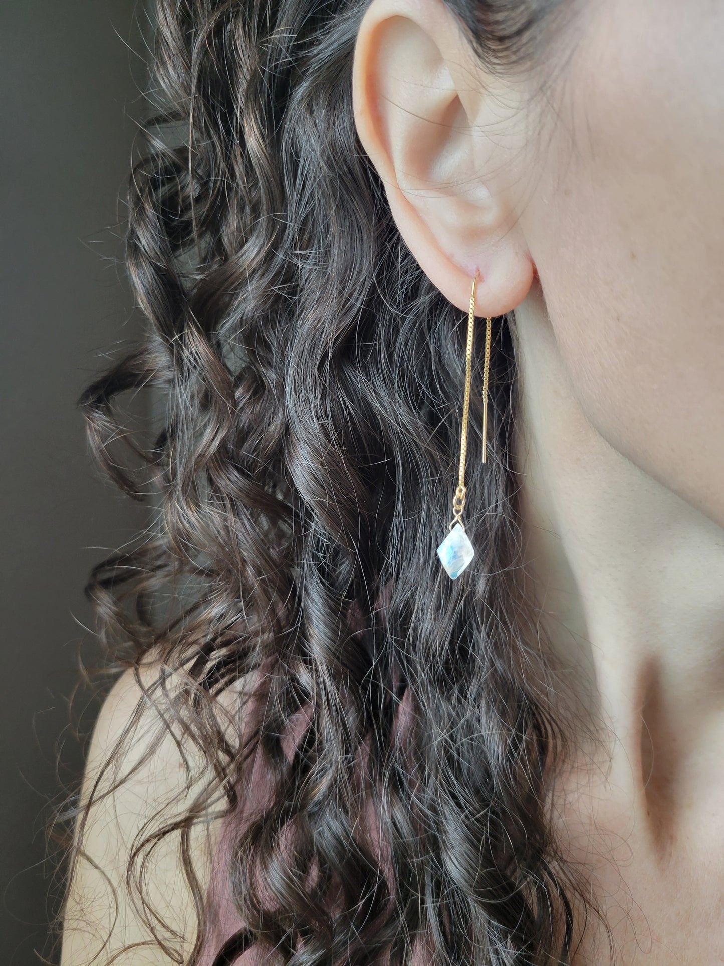Moonstone Threader Earrings