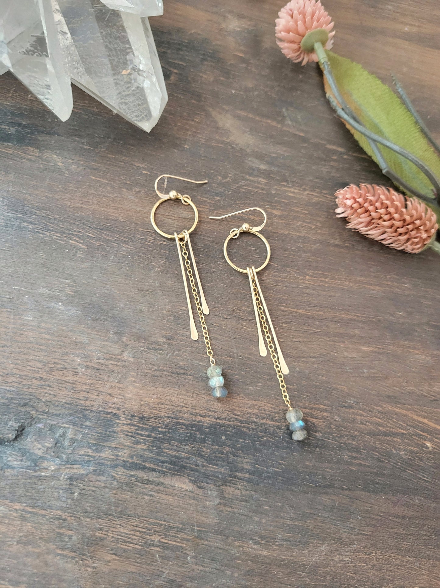 Labradorite dangle fringe earrings