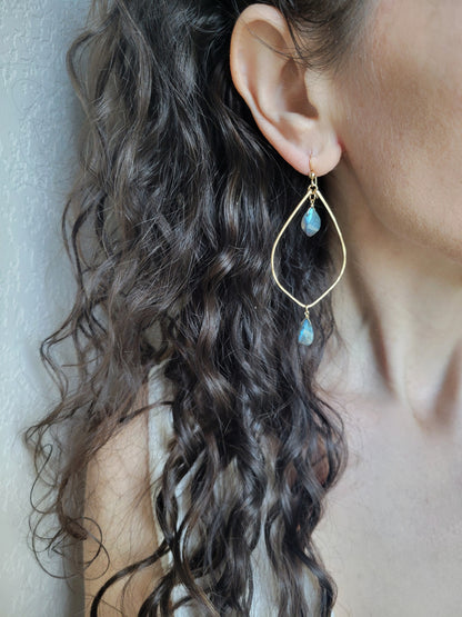 Labradorite Shield Hoop Earrings