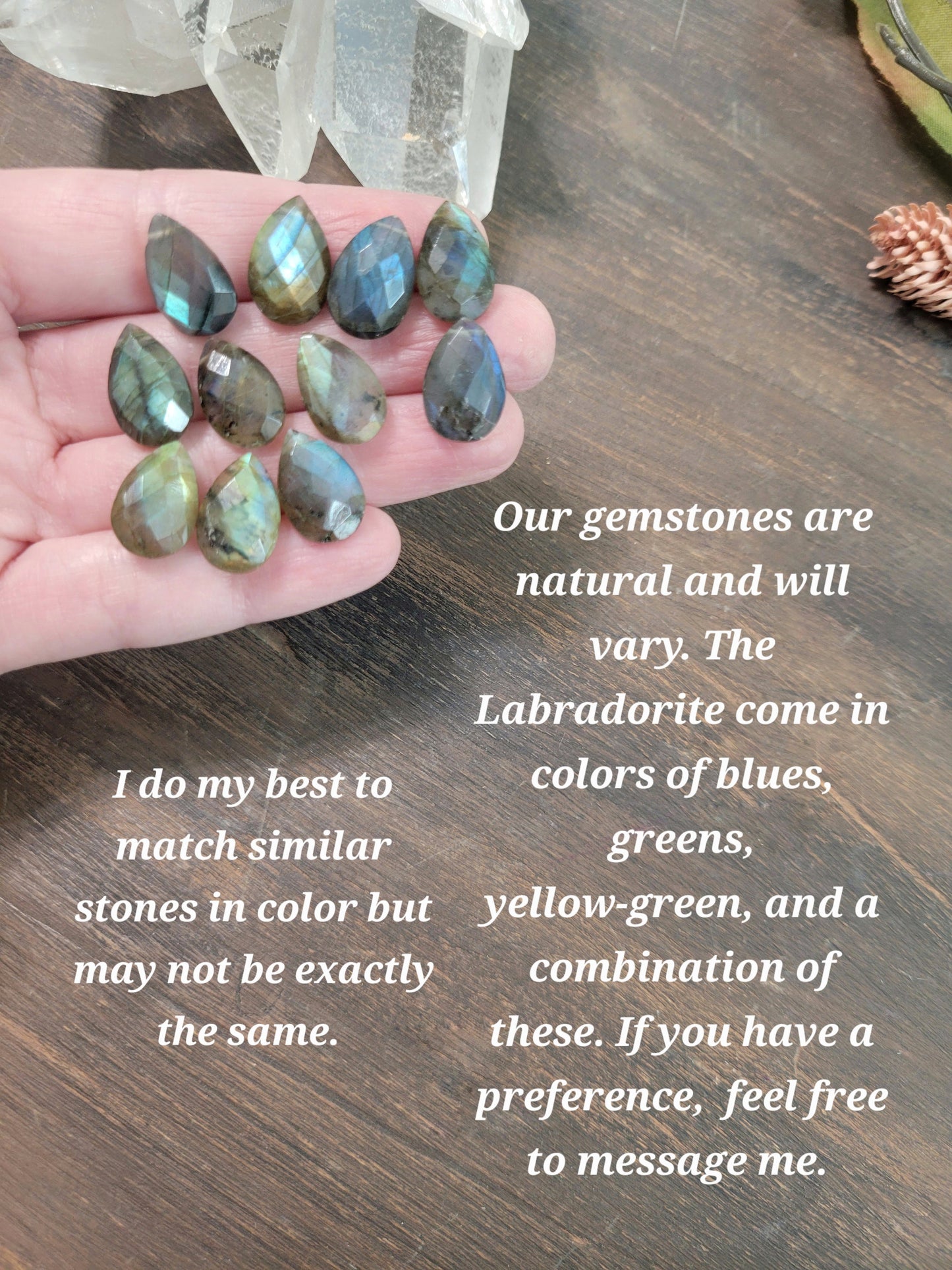 Quartz and Labradorite Hoop Earrings