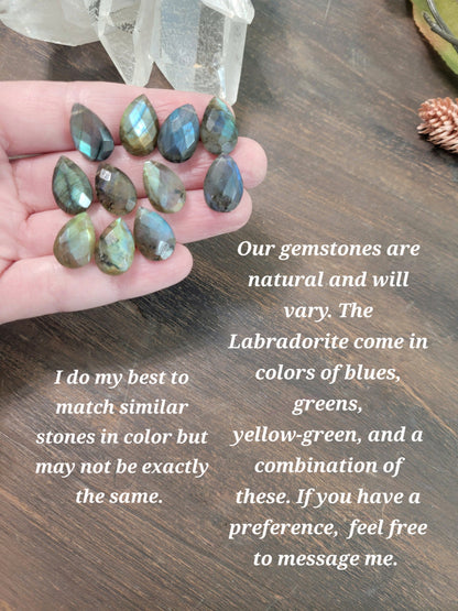 Quartz and Labradorite Hoop Earrings