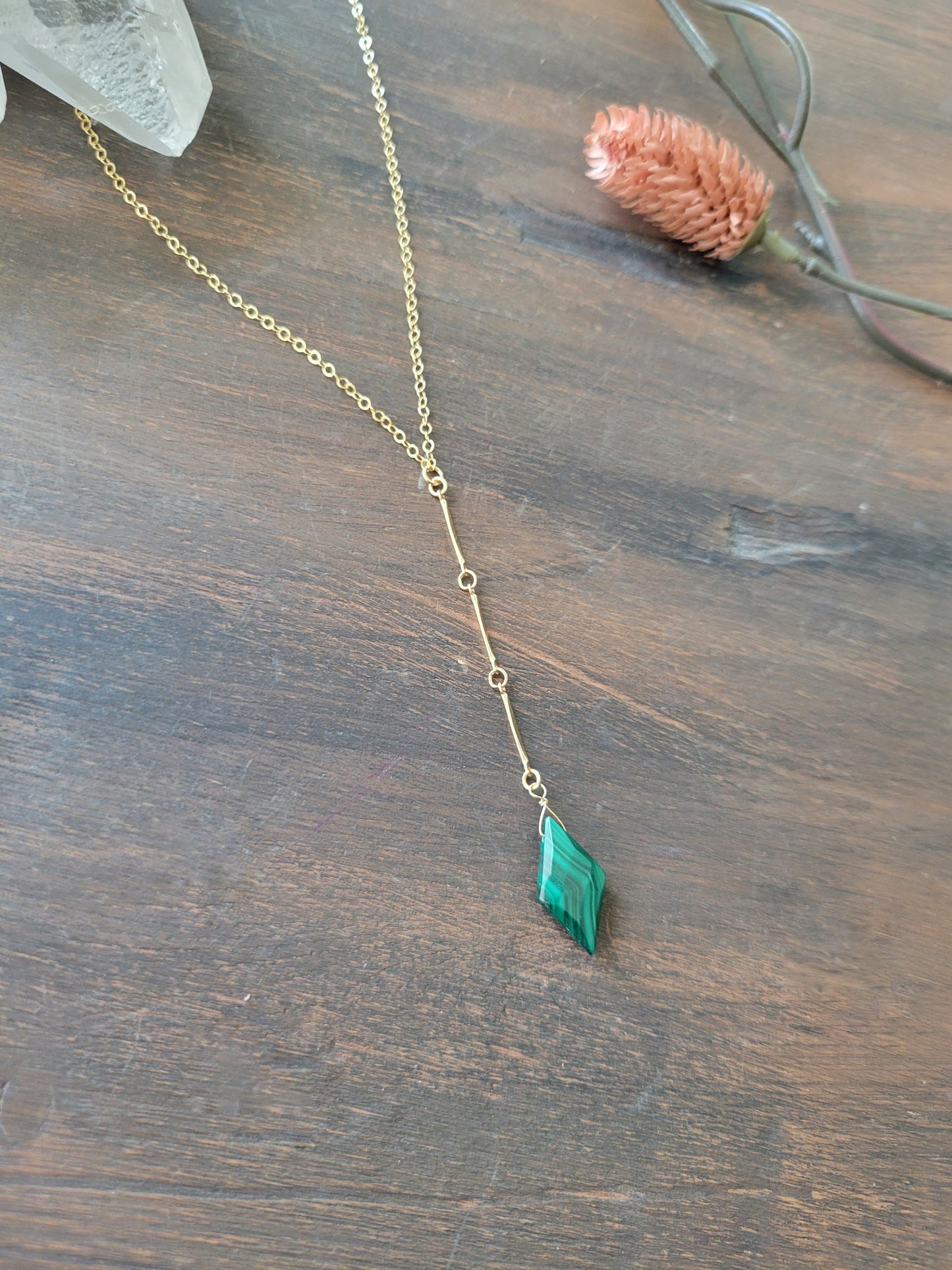 Malachite Y Drop Necklace