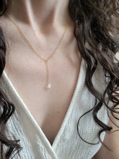 Dainty Herkimer Diamond Y Necklace