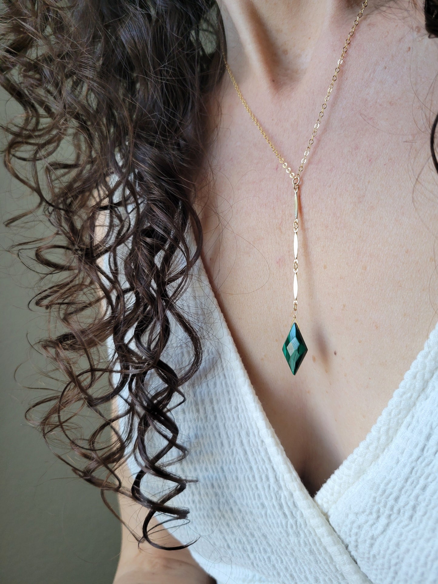 Malachite Y Drop Necklace