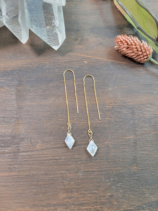 Moonstone Threader Earrings