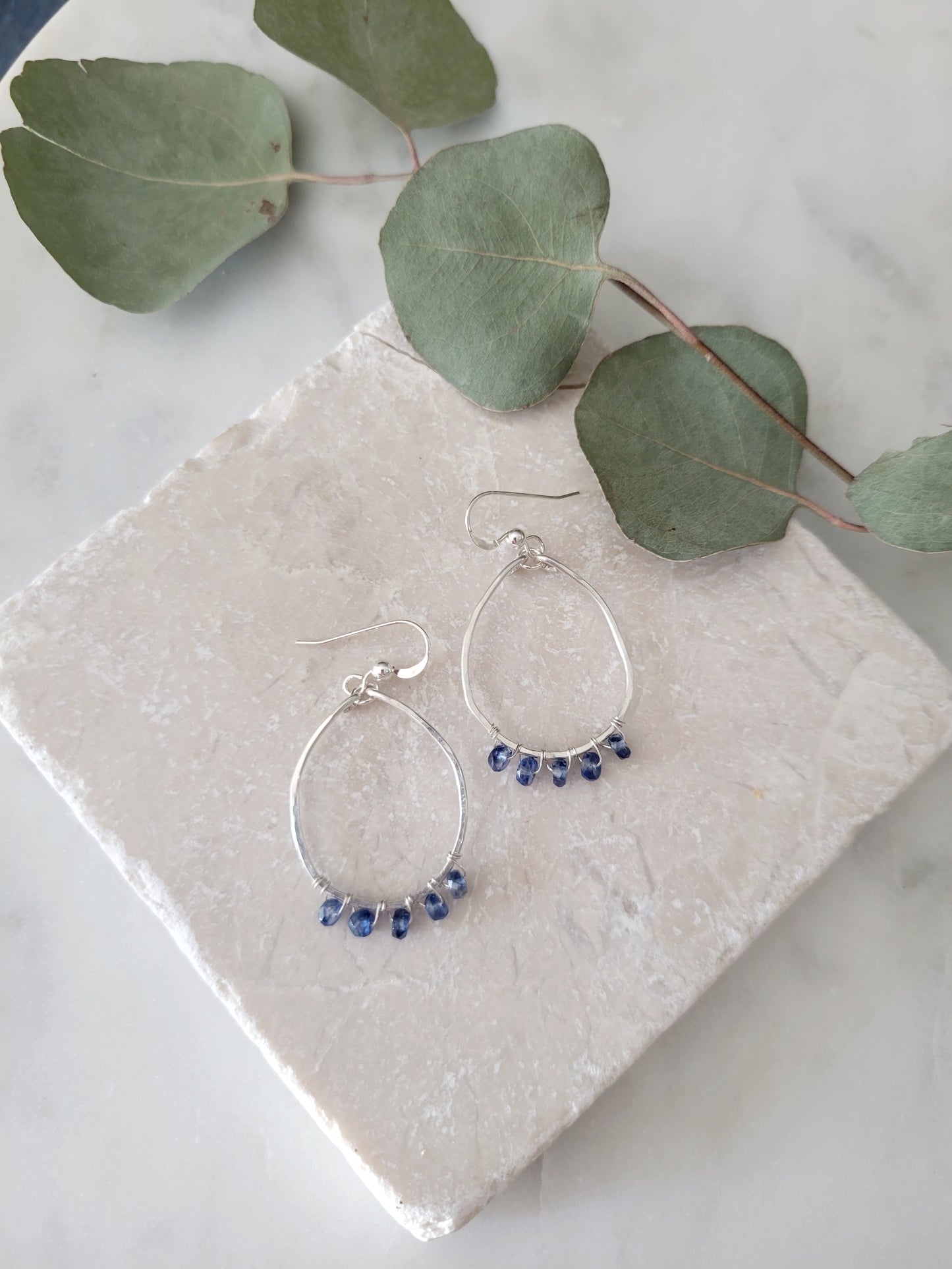 Gemstone Hoop Earrings Kyanite and Labradorite