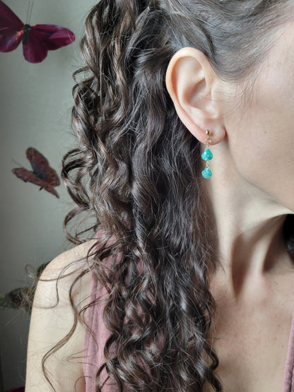 Amazonite Dangle Stud Earrings