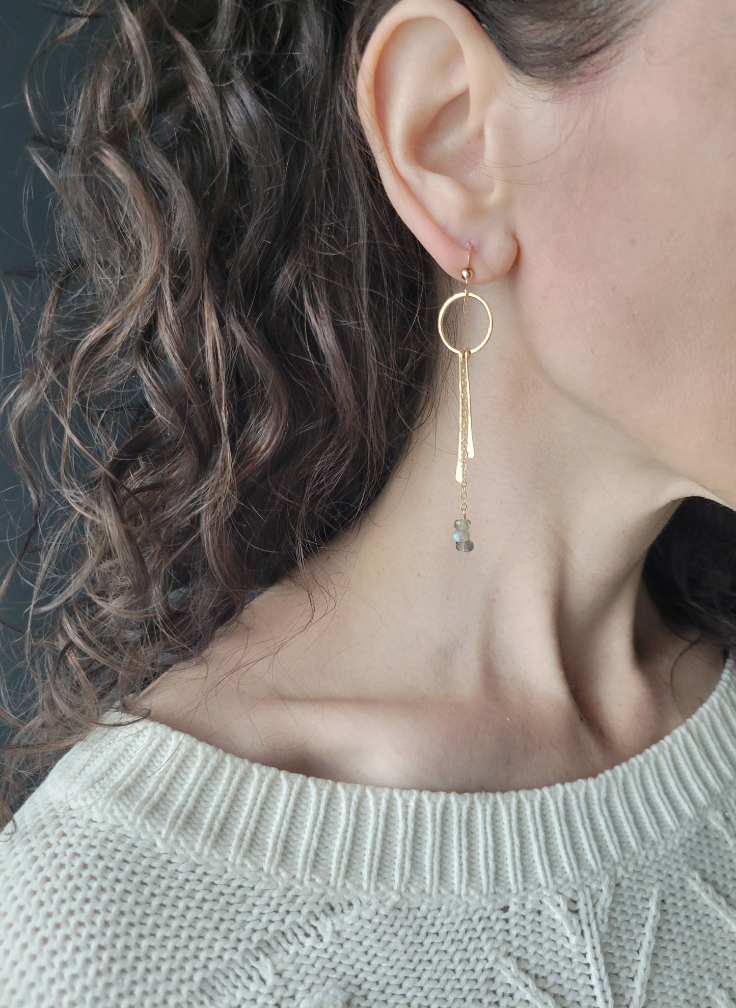 Labradorite dangle fringe earrings