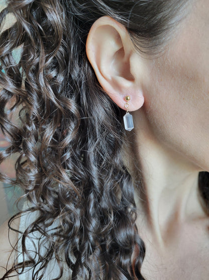 Rose Quartz Dangle Stud Earrings