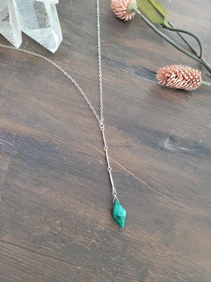 Malachite Y Drop Necklace
