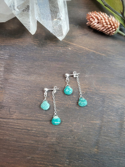 Amazonite Dangle Stud Earrings