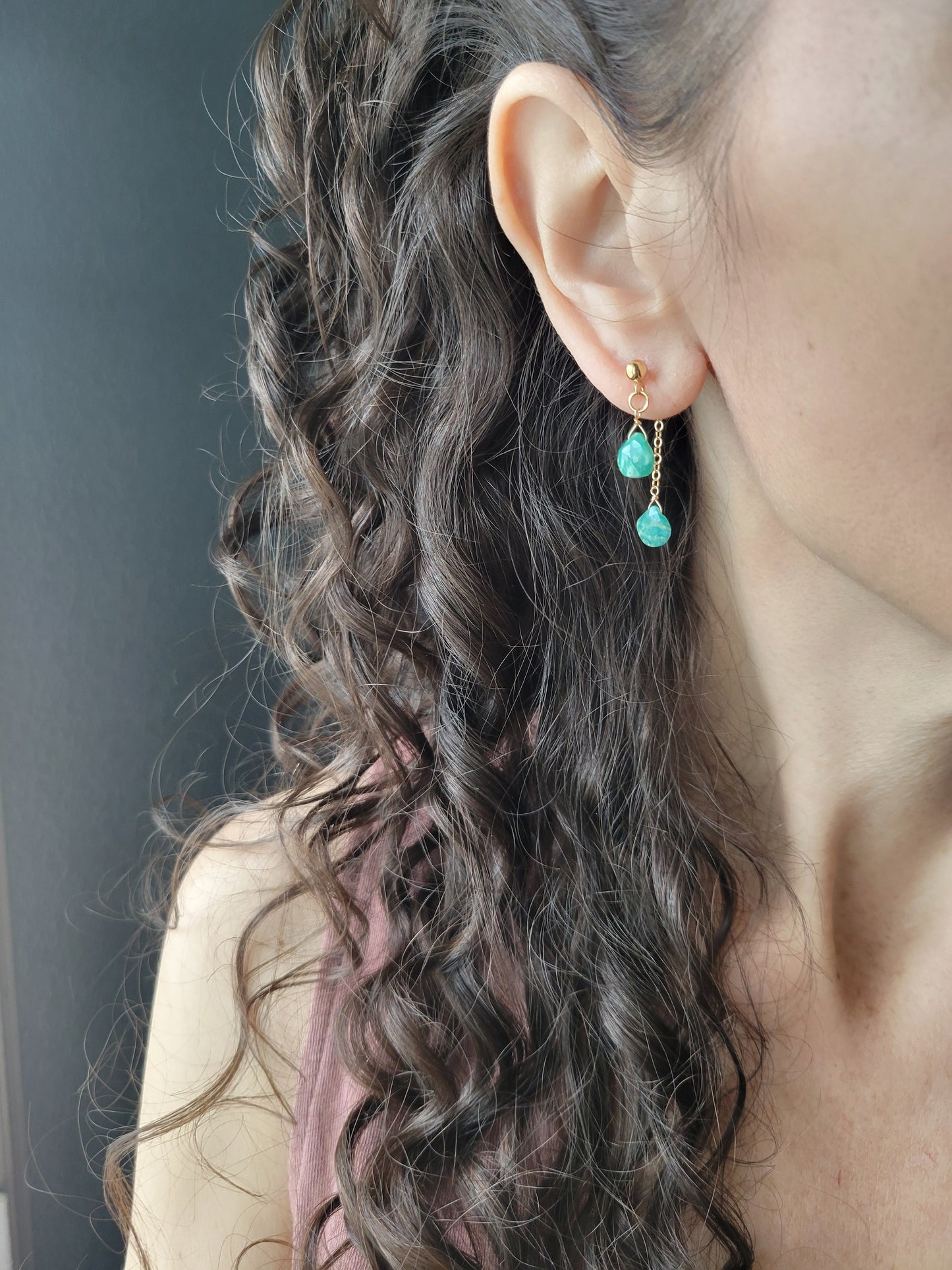 Amazonite Dangle Stud Earrings