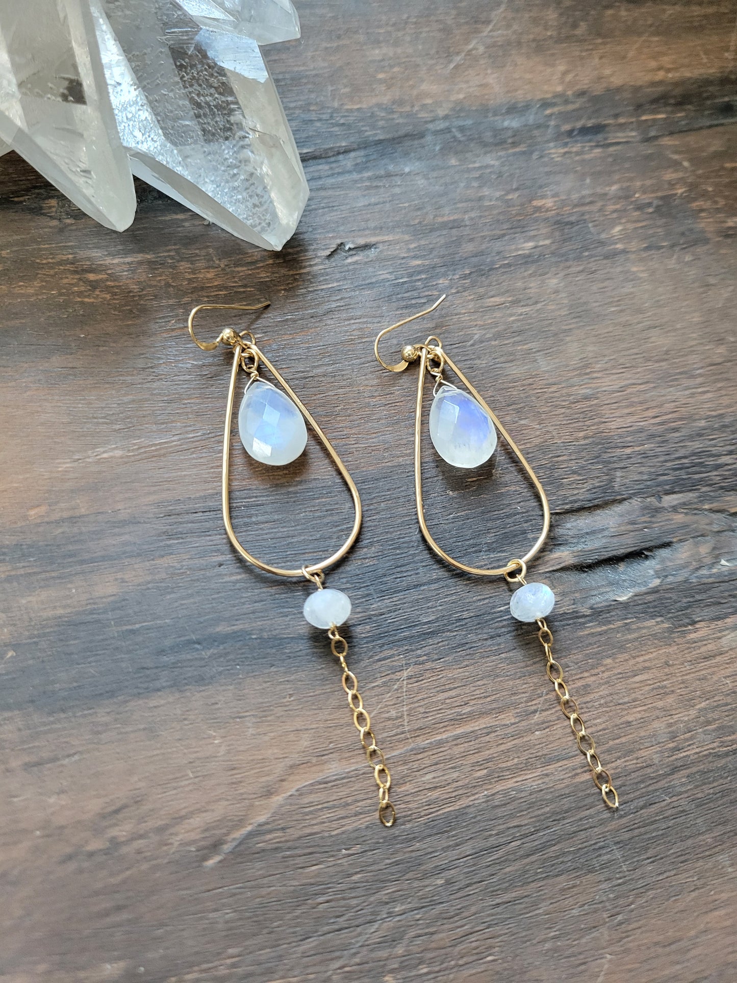 Rainbow Moonstone Dangle Earrings