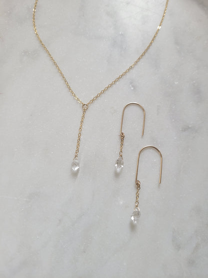 Dainty Herkimer Diamond Y Necklace