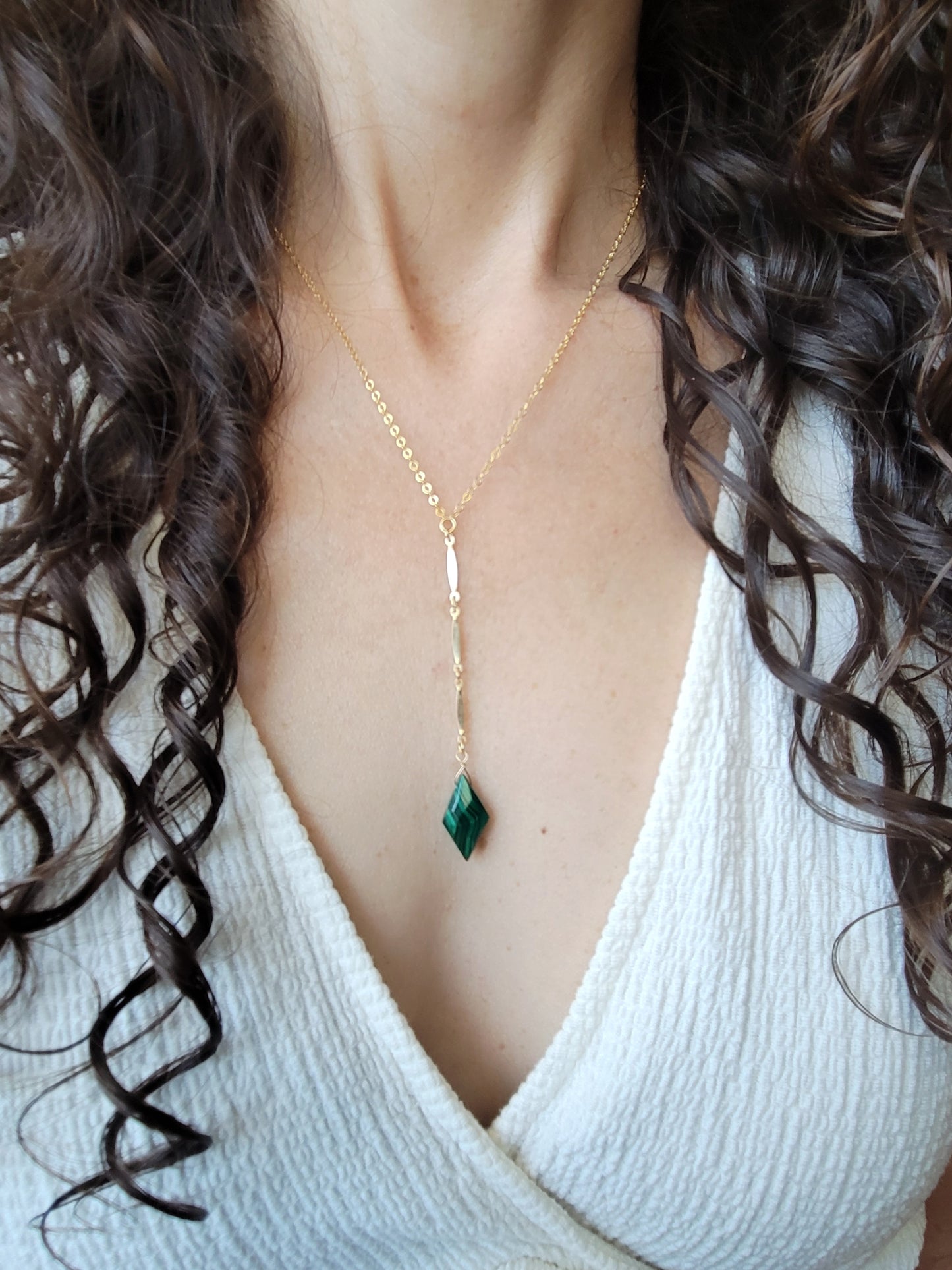 Malachite Y Drop Necklace