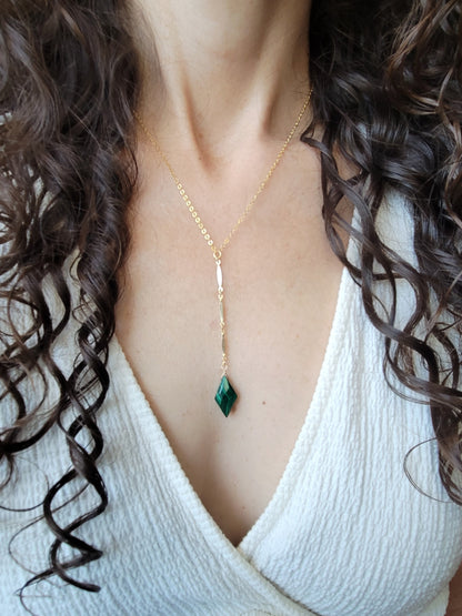 Malachite Y Drop Necklace