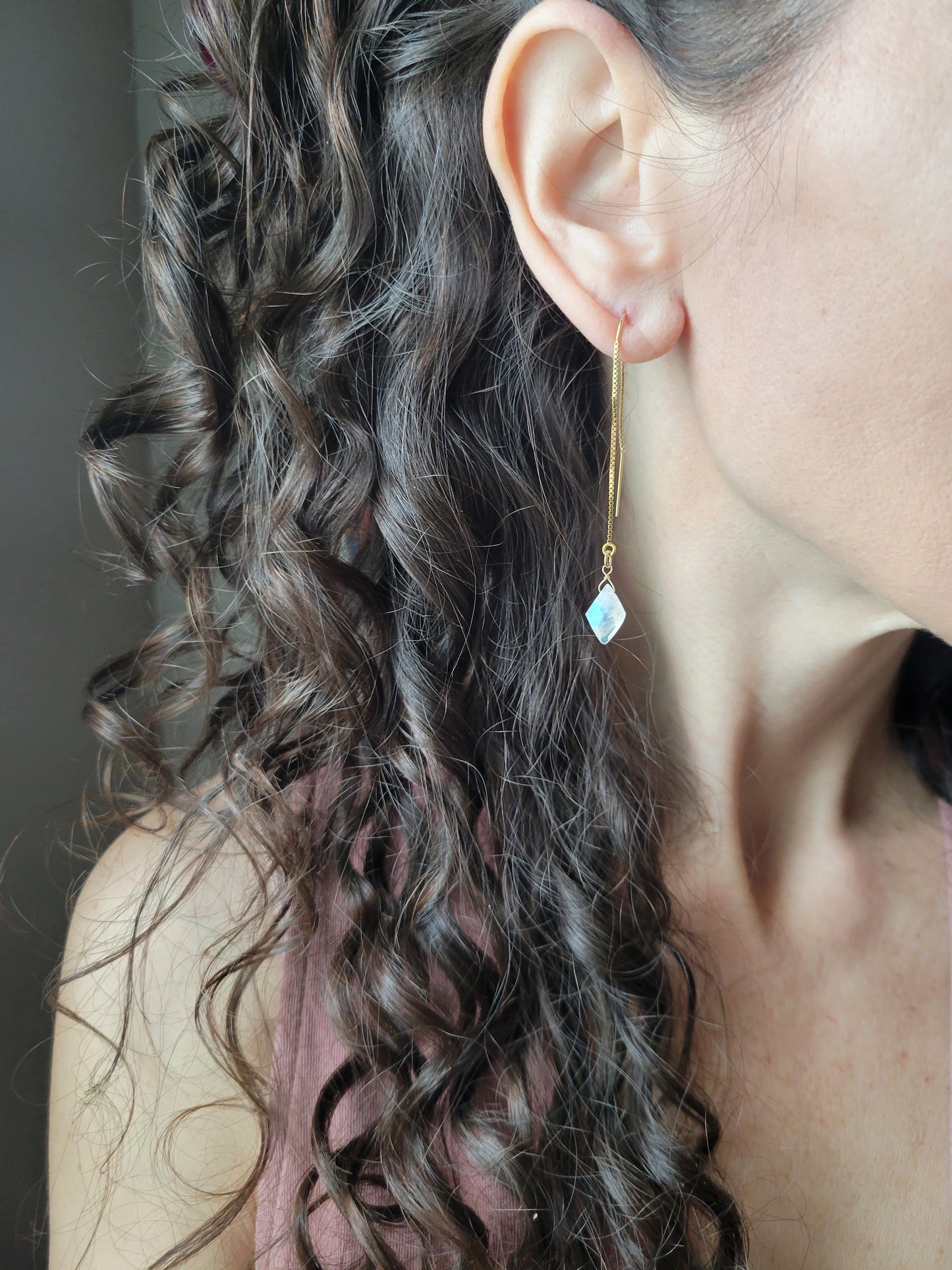 Moonstone Threader Earrings