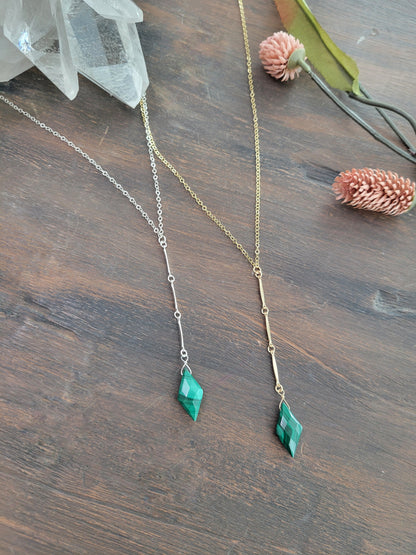 Malachite Y Drop Necklace