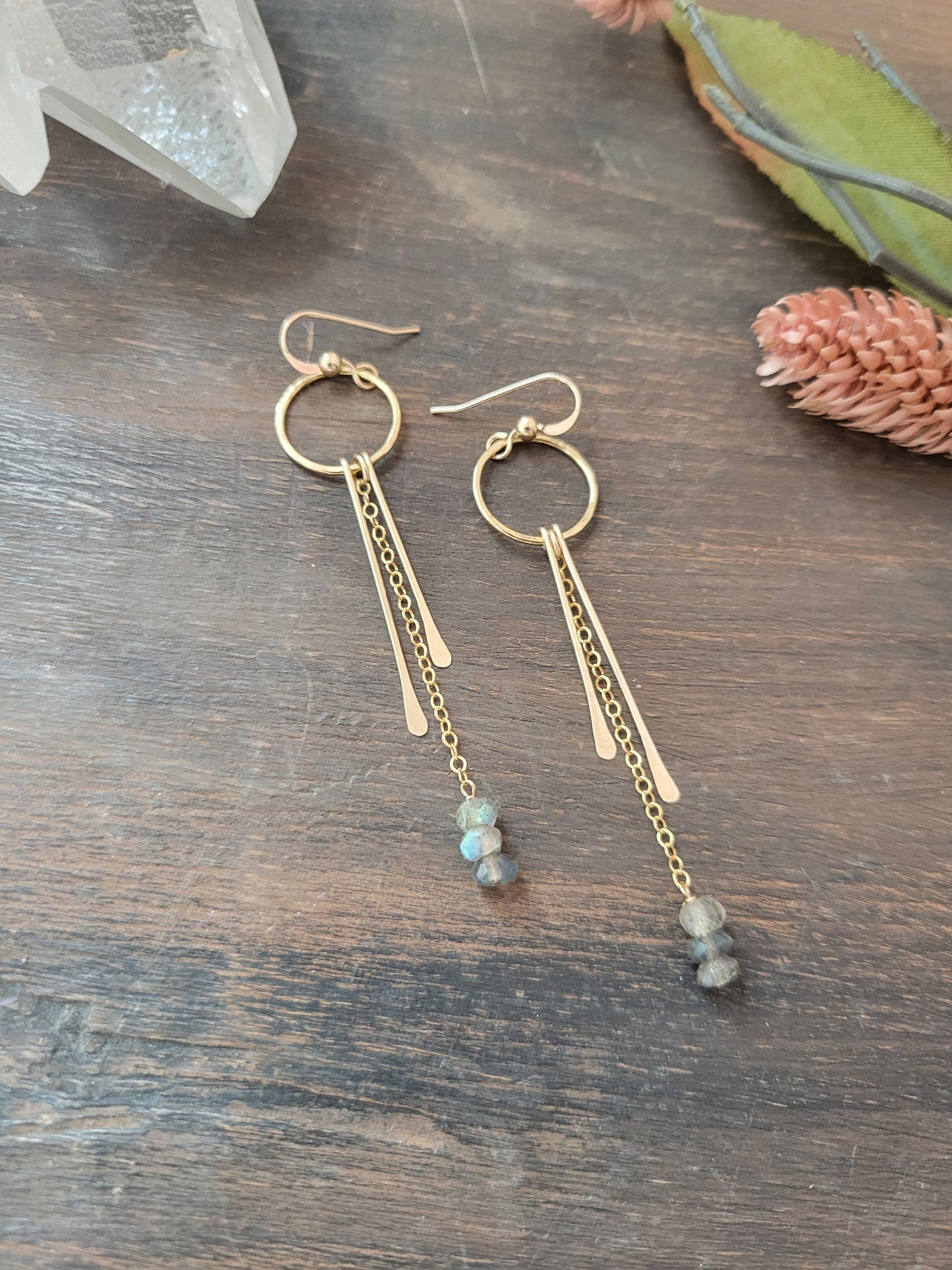 Labradorite dangle fringe earrings