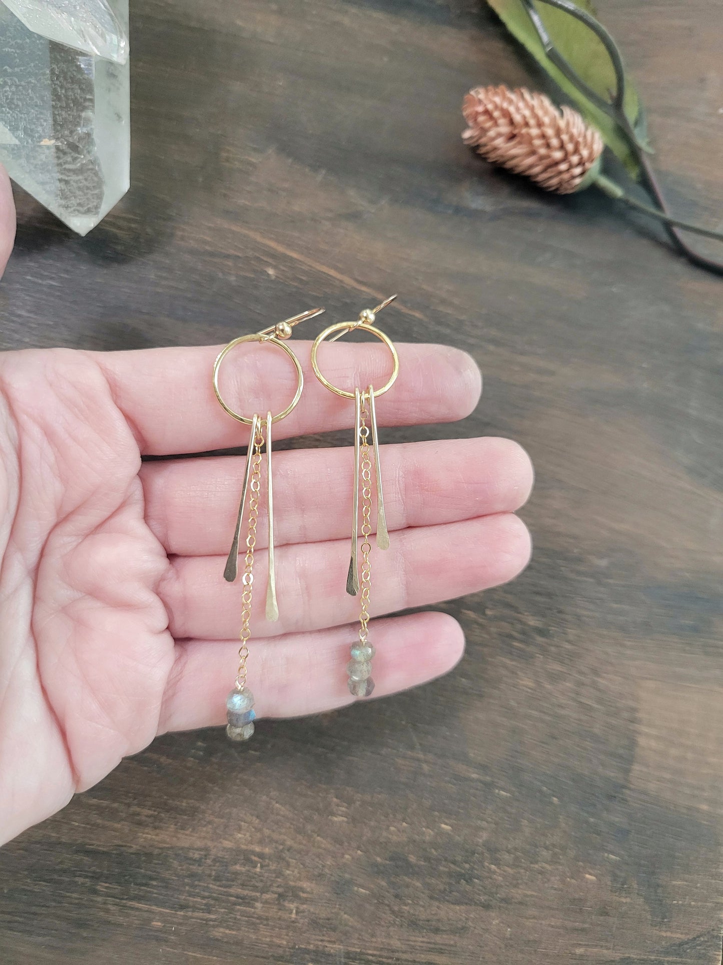 Labradorite dangle fringe earrings