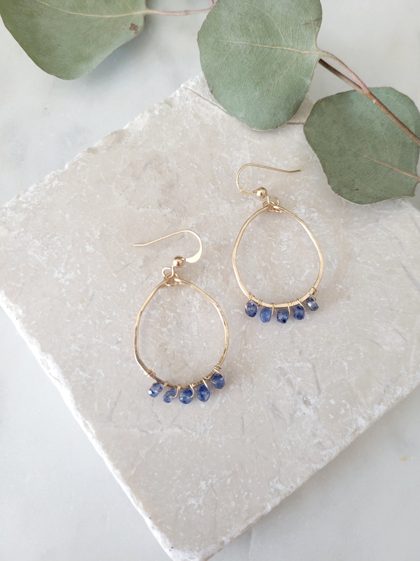 Gemstone Hoop Earrings Kyanite and Labradorite