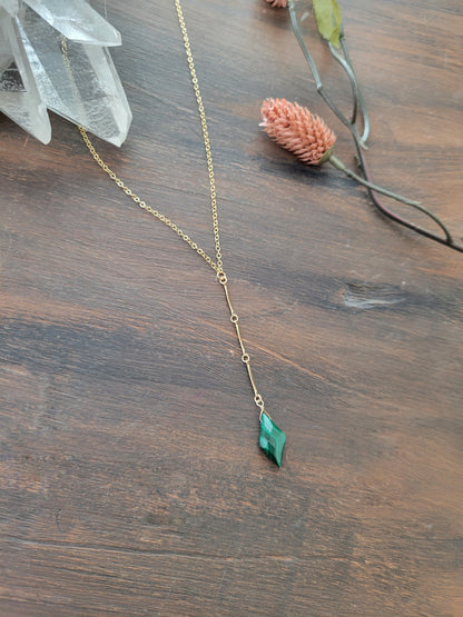 Malachite Y Drop Necklace