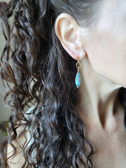 Dainty hoop Labradorite Earrings
