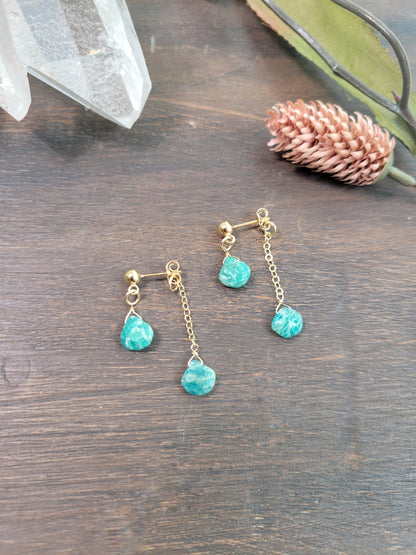 Amazonite Dangle Stud Earrings