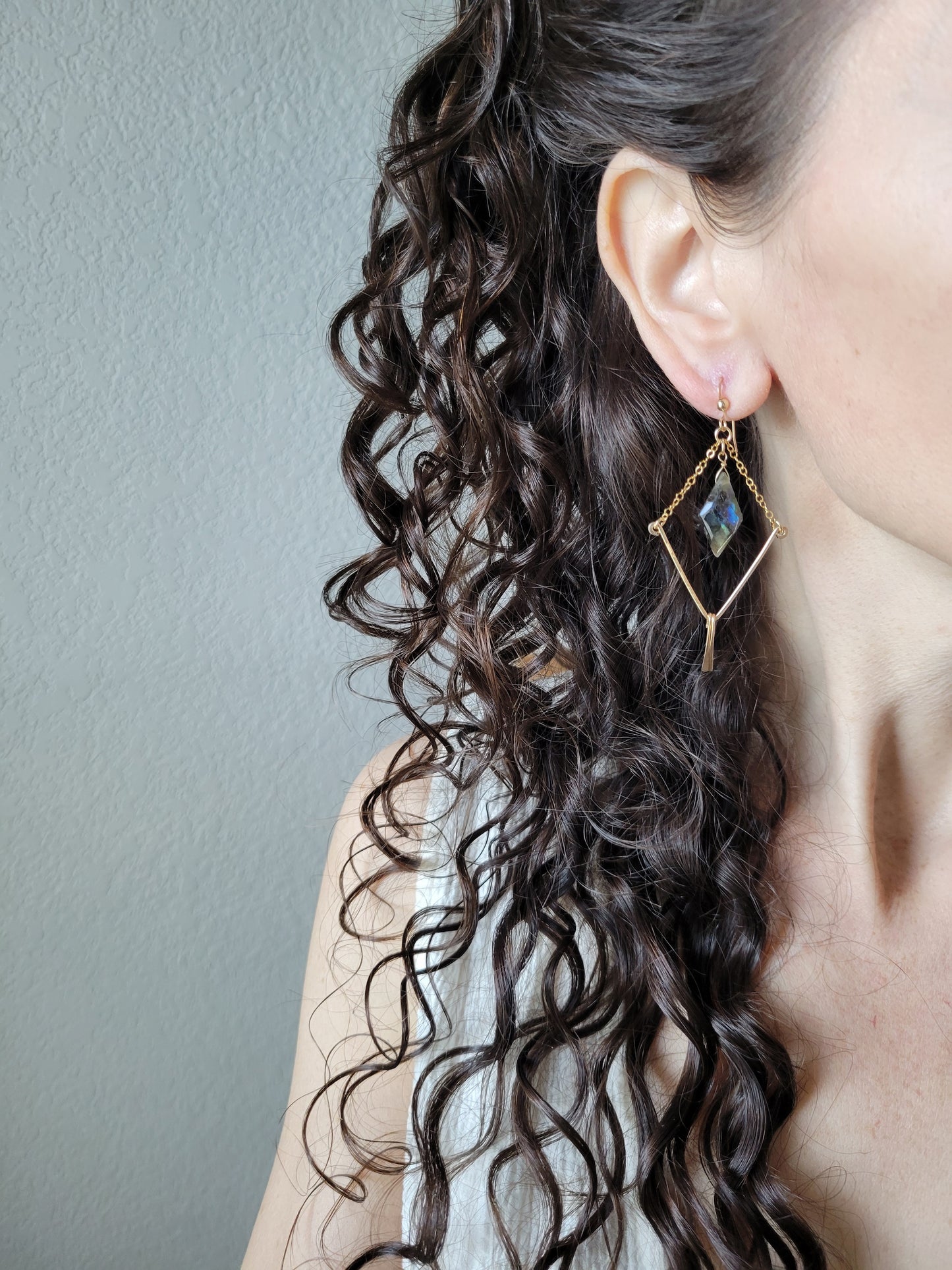 Labradorite V Fringe Earrings