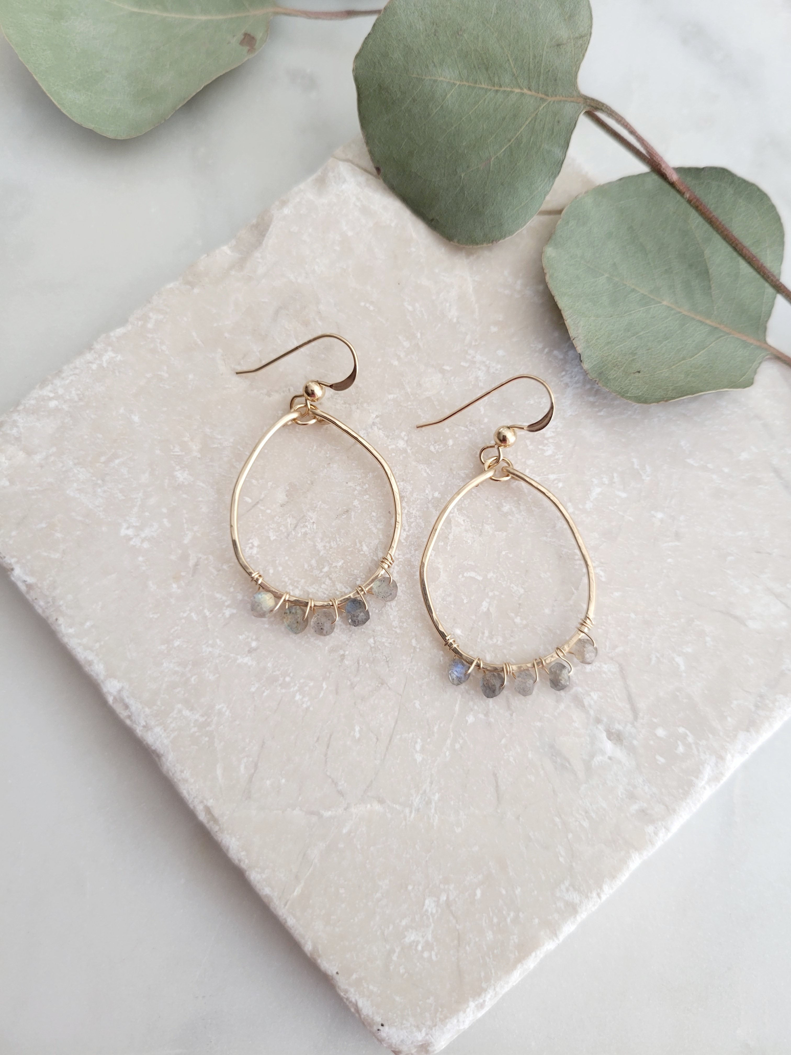 Labradorite deals hoop earrings