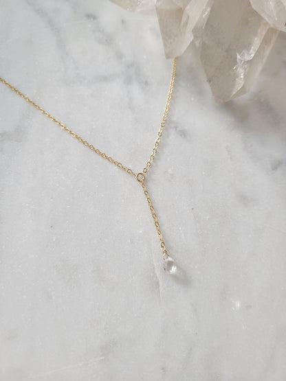 Dainty Herkimer Diamond Y Necklace