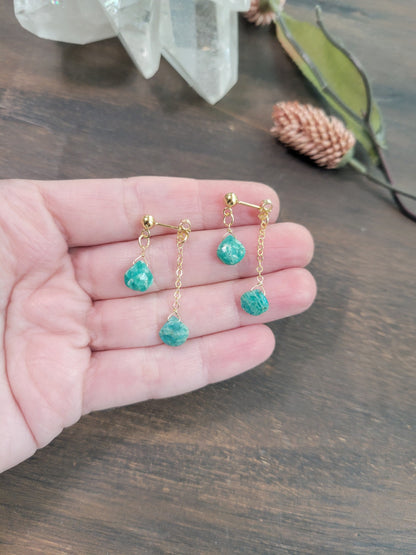Amazonite Dangle Stud Earrings