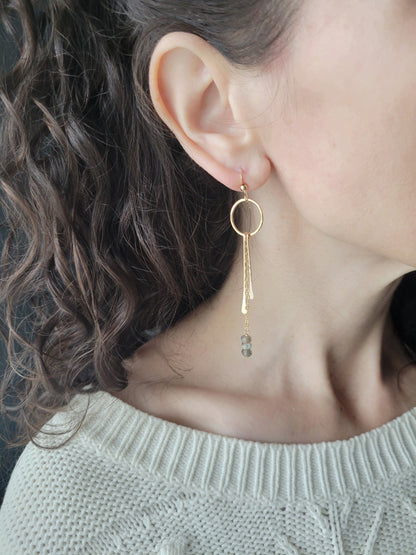 Labradorite dangle fringe earrings