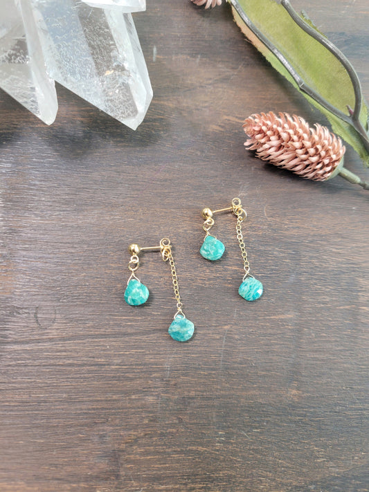 Amazonite Dangle Stud Earrings