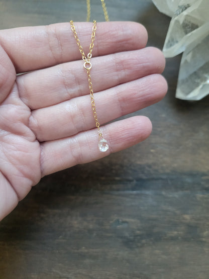 Dainty Herkimer Diamond Y Necklace