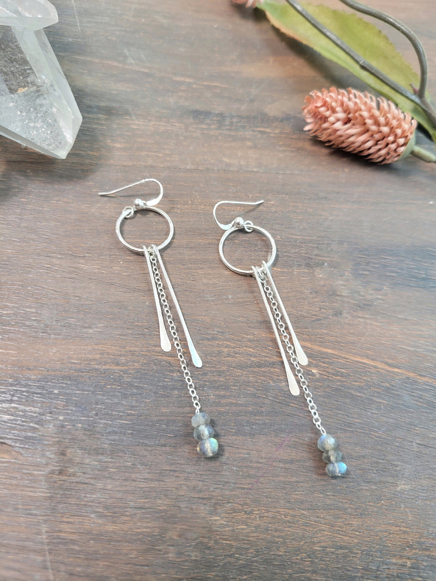 Labradorite dangle fringe earrings