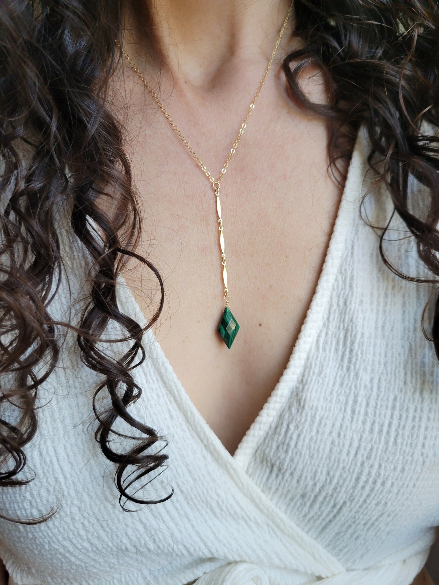 Malachite Y Drop Necklace