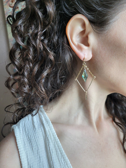 Labradorite V Fringe Earrings