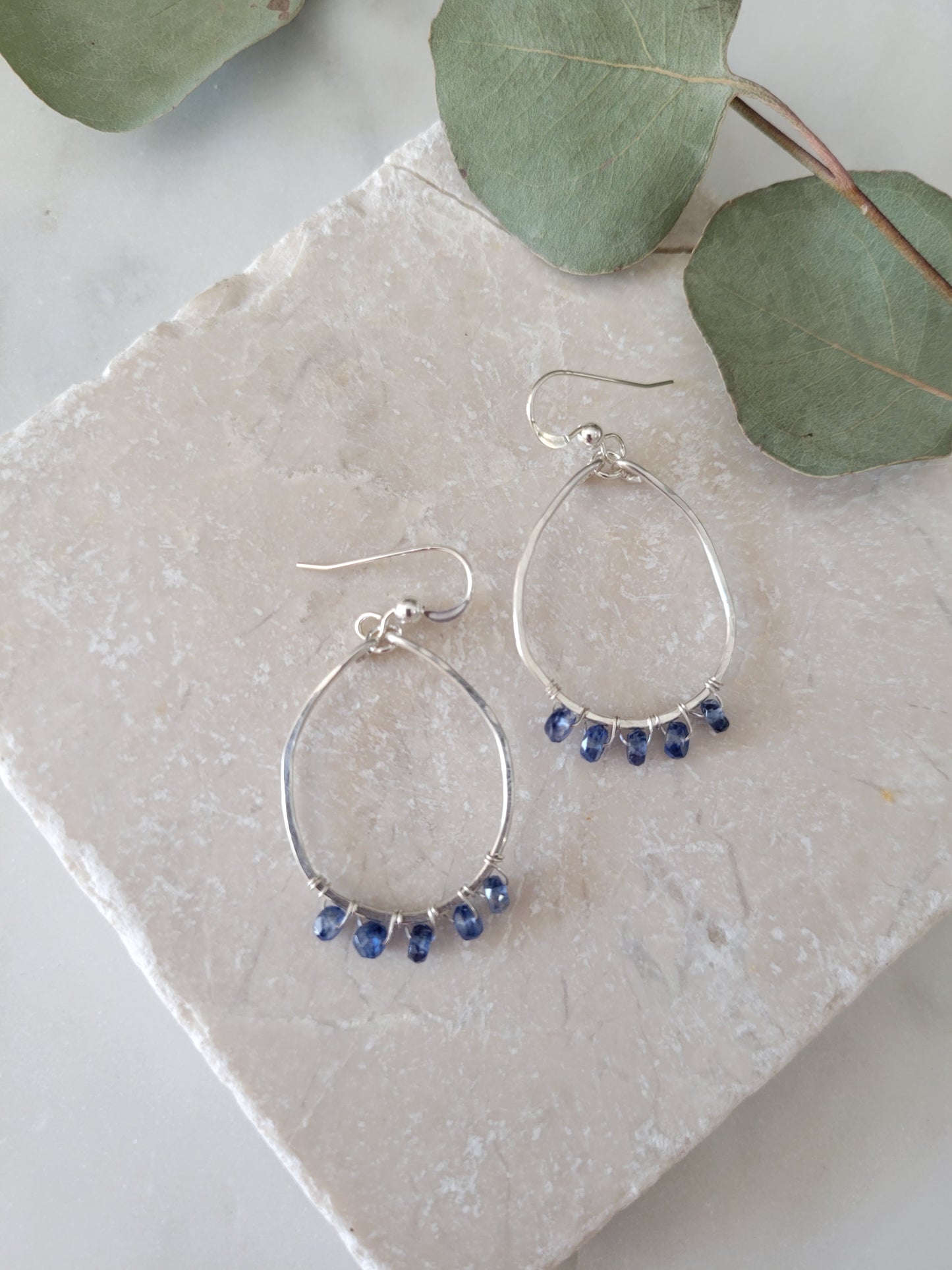 Gemstone Hoop Earrings Kyanite and Labradorite